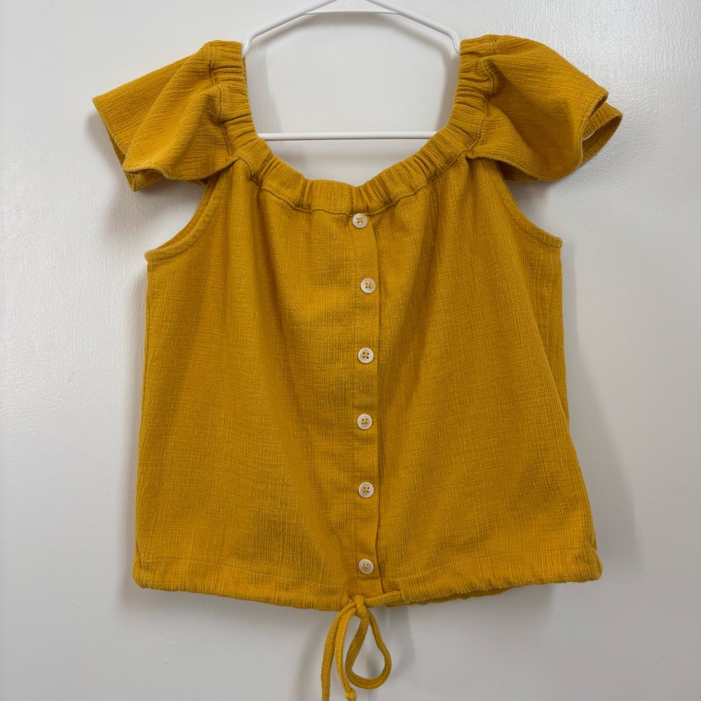 Madewell Texture & Thread Women Mustard Yellow Off-the-Shoulder Top Size Small